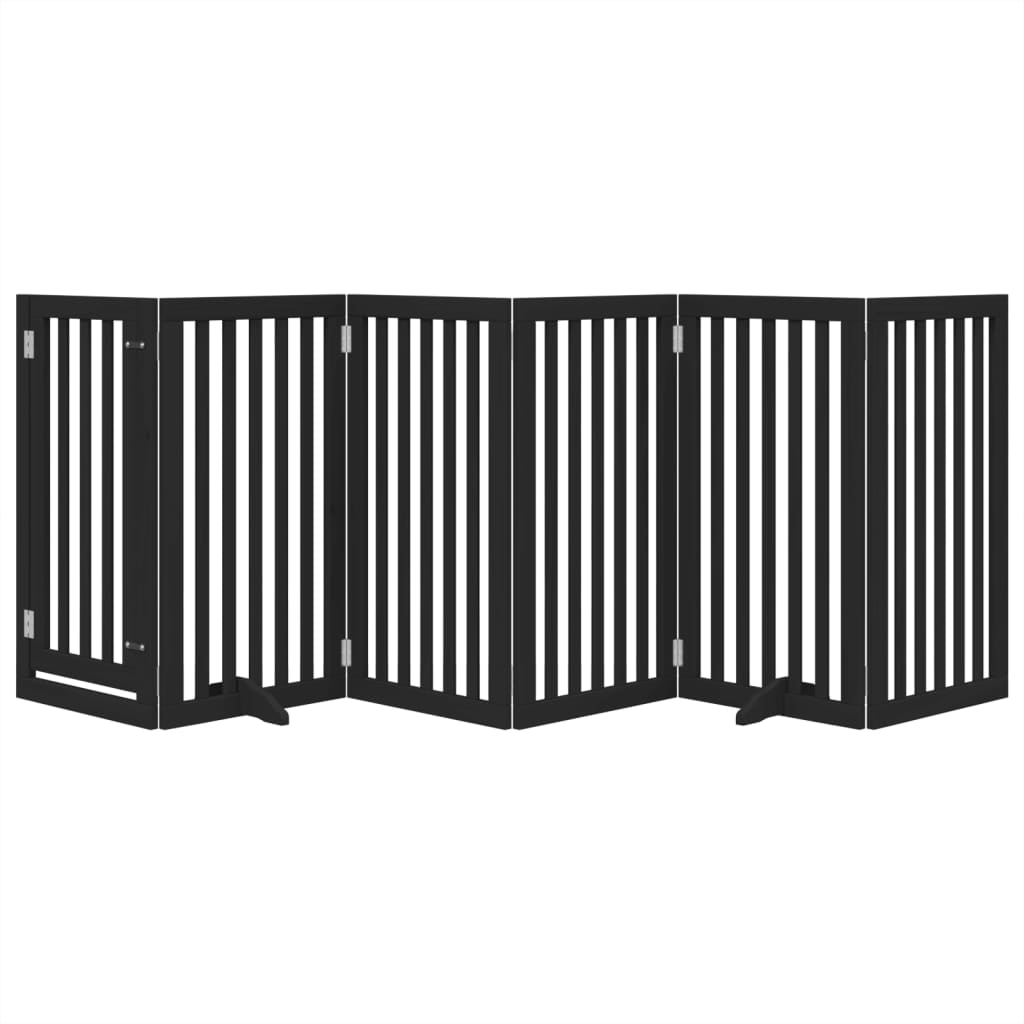 Portão p/ cães com porta dobrável 6 painéis 300 cm álamo preto