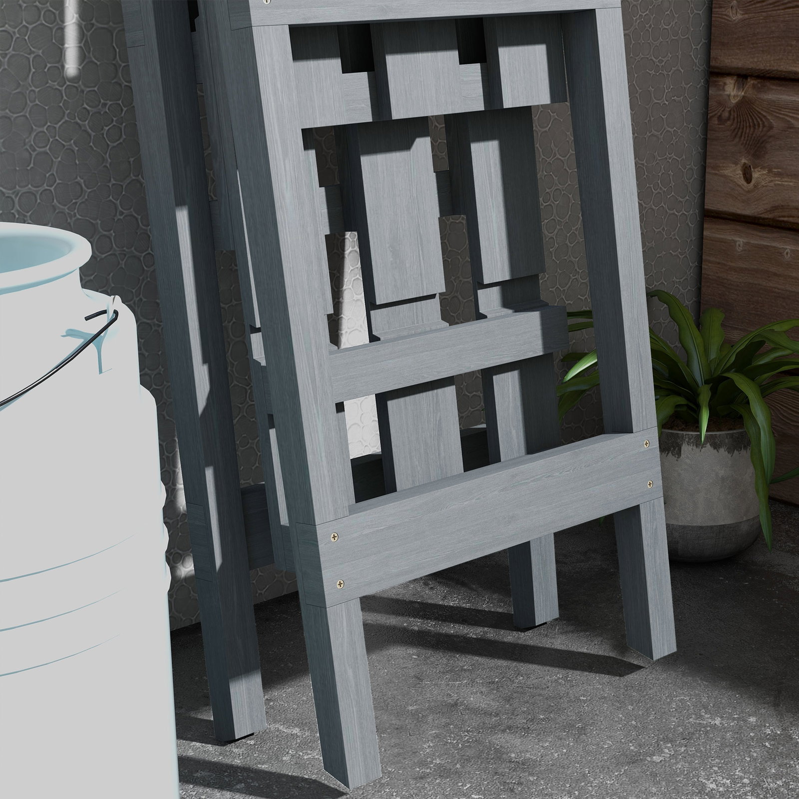 Suporte de madeira para plantas dobrável de 3 níveis com estrutura em forma de a para jardim pátio 100x36x112 cm cinza