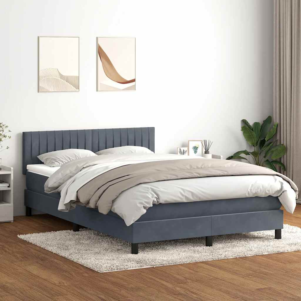 Cama com molas/colchão 160x210 cm veludo cinzento-escuro