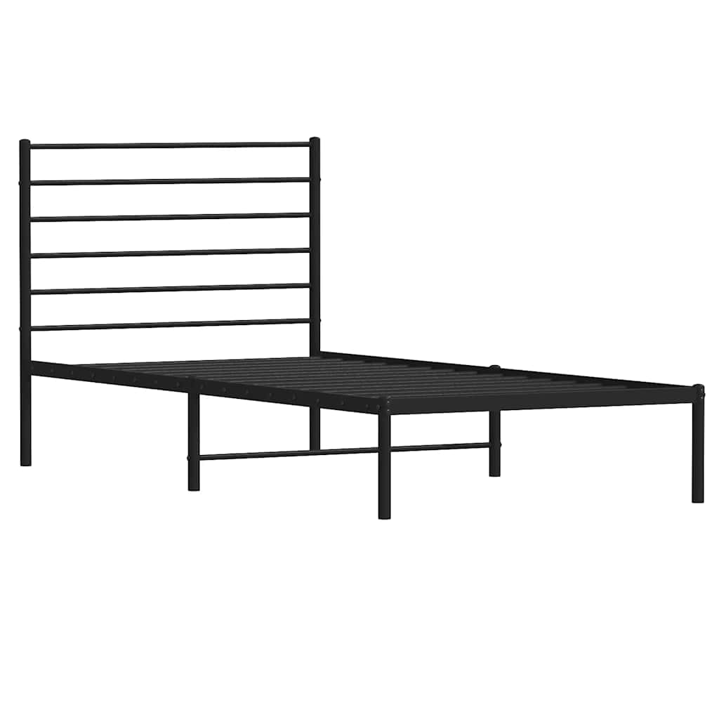 Estrutura de cama metal s/ colchão c/ cabeceira 75x190 cm preto