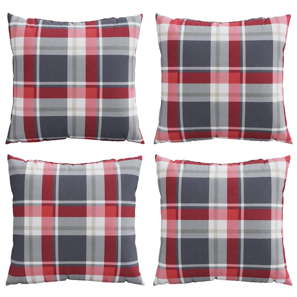 Conjunto de 4 almofadas para sofá com estampa xadrez vermelha, 60x60 cm, em tecido