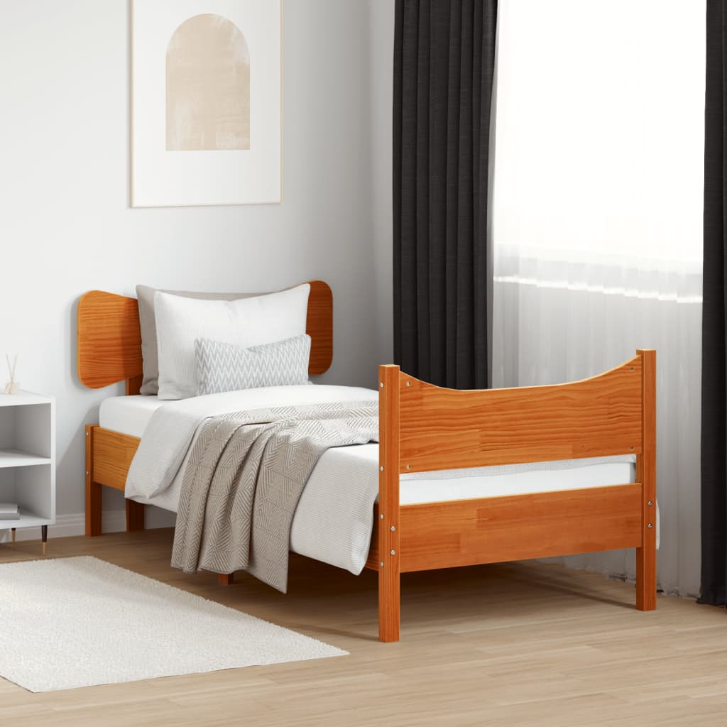 Cama sem colchão 100x200 cm pinho maciço castanho-mel
