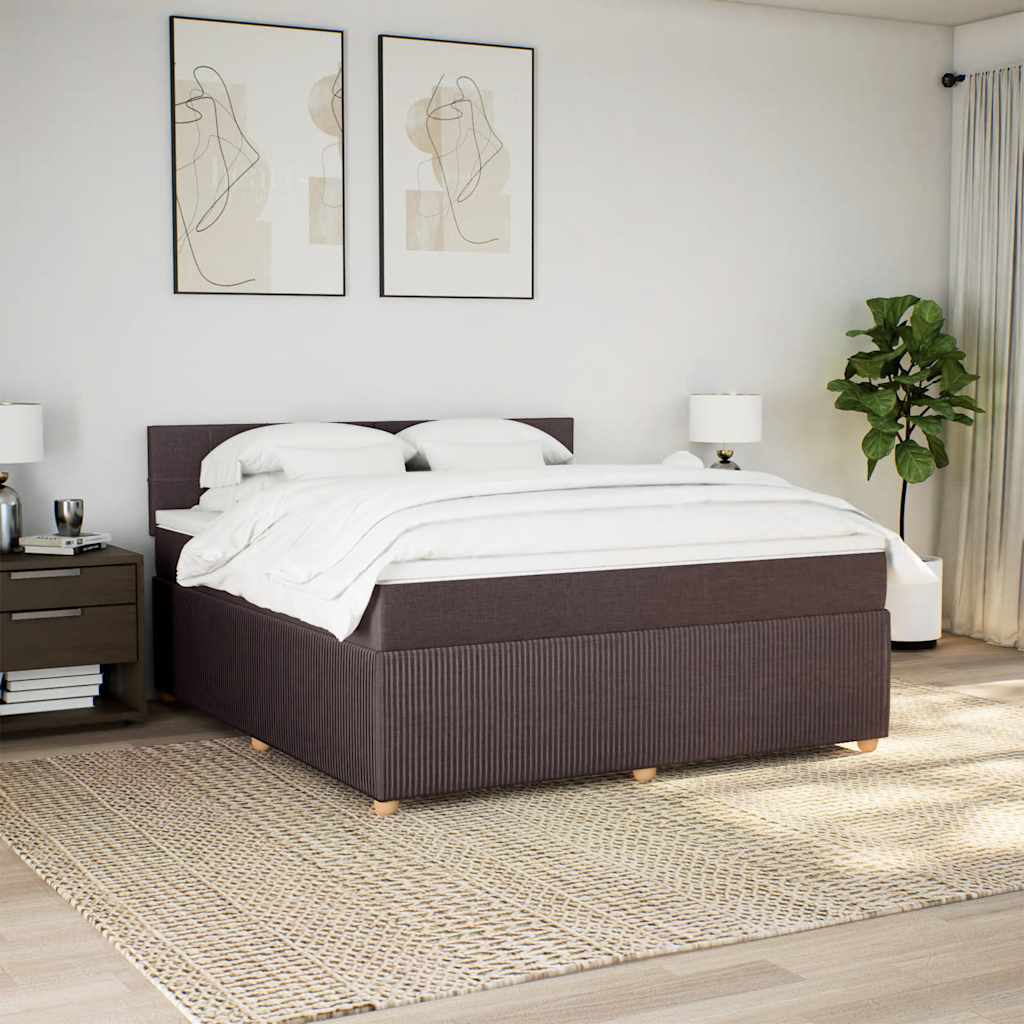 Cama com molas/colchão 180x200 cm tecido castanho-escuro