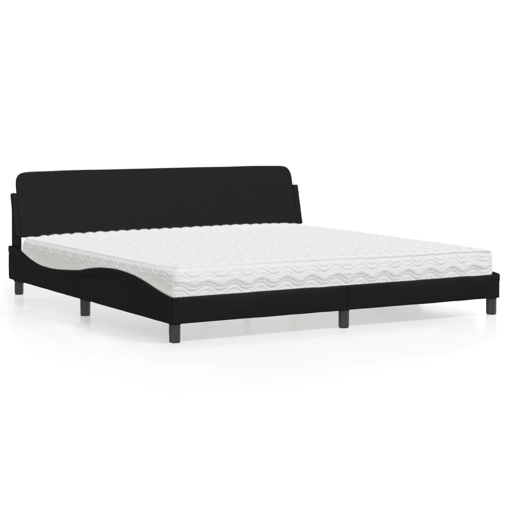 Cama com colchão dover 200x200 cm couro artificial preto