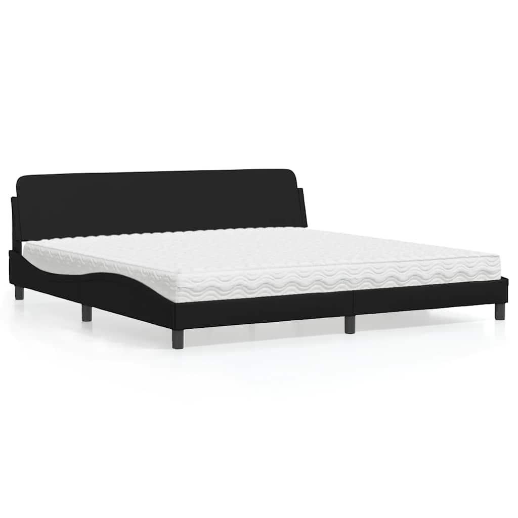 Cama com colchão dover 200x200 cm couro artificial preto