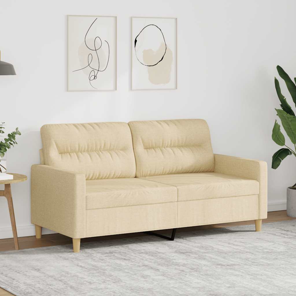 Sofá de 2 lugares tecido 140 cm cor creme