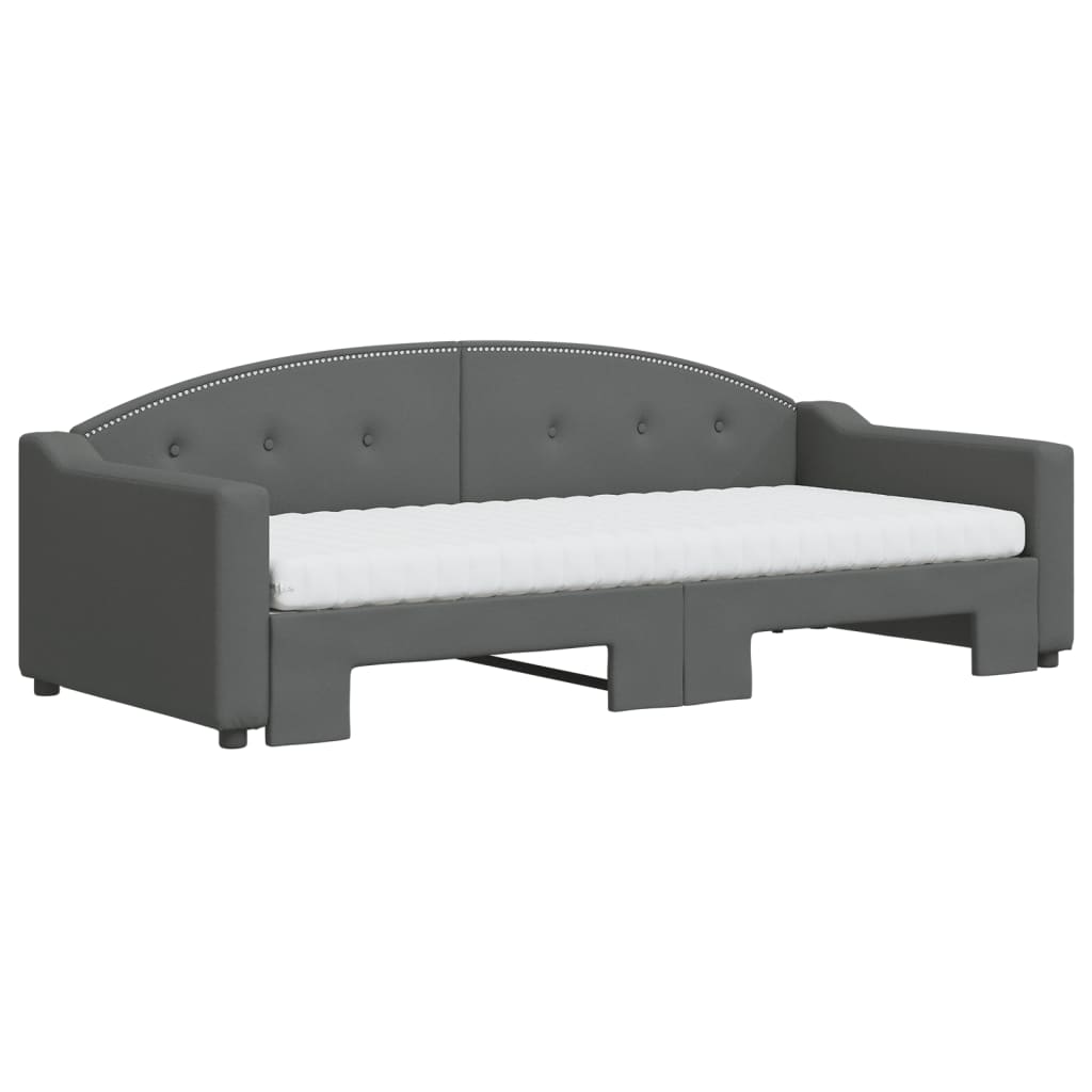 Sofá-cama c/ gavetão e colchões 90x200cm tecido cinzento-escuro