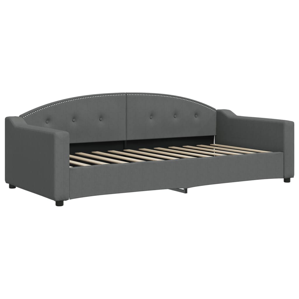 Sofá-cama c/ gavetão e colchões 90x200cm tecido cinzento-escuro