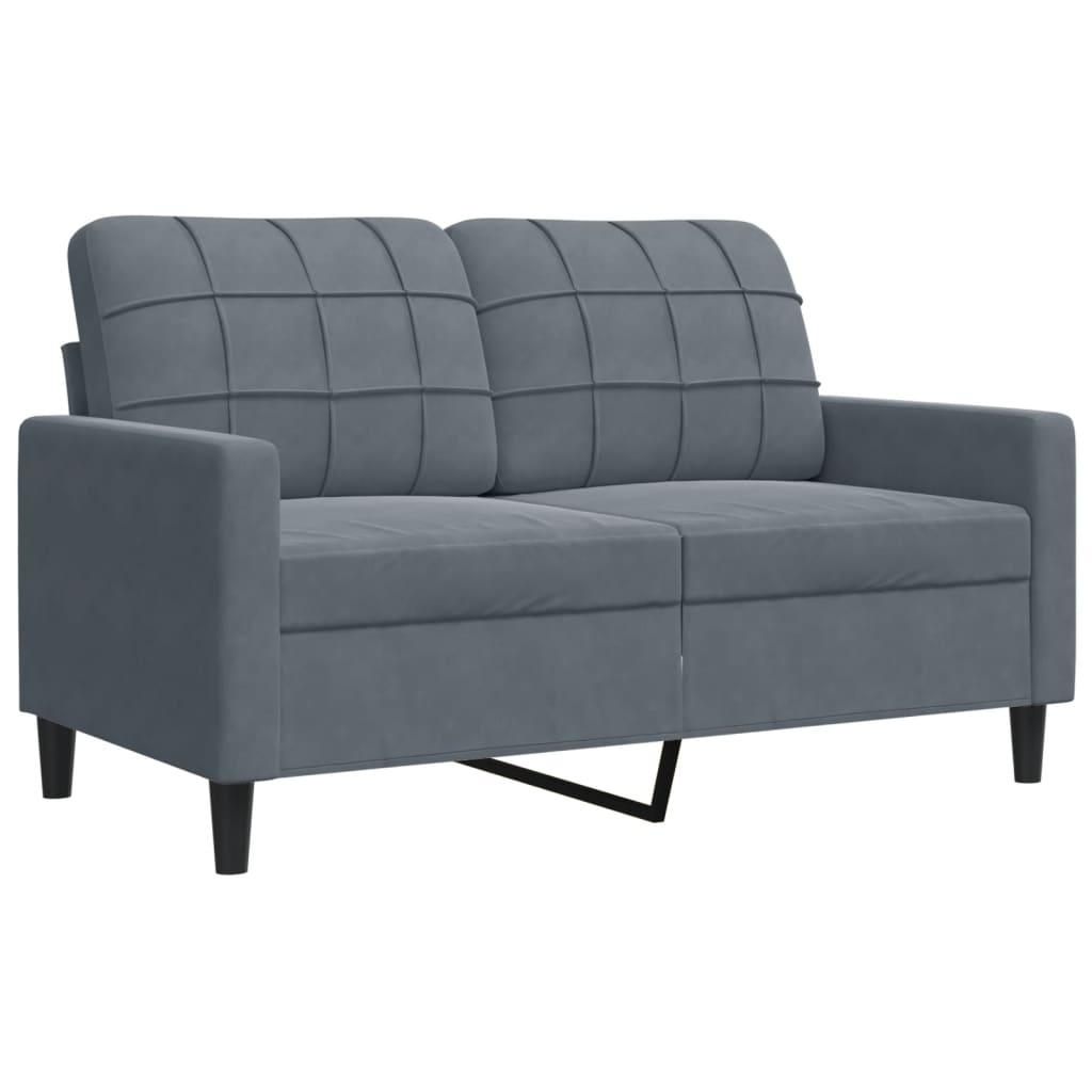 3 Pcs conjunto de sofás com almofadões veludo cinzento-escuro