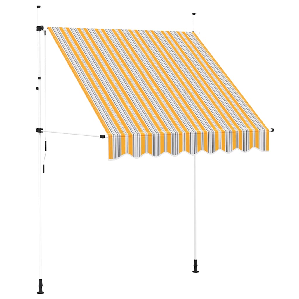 Toldo retrátil manual 200 cm riscas amarelas e azuis
