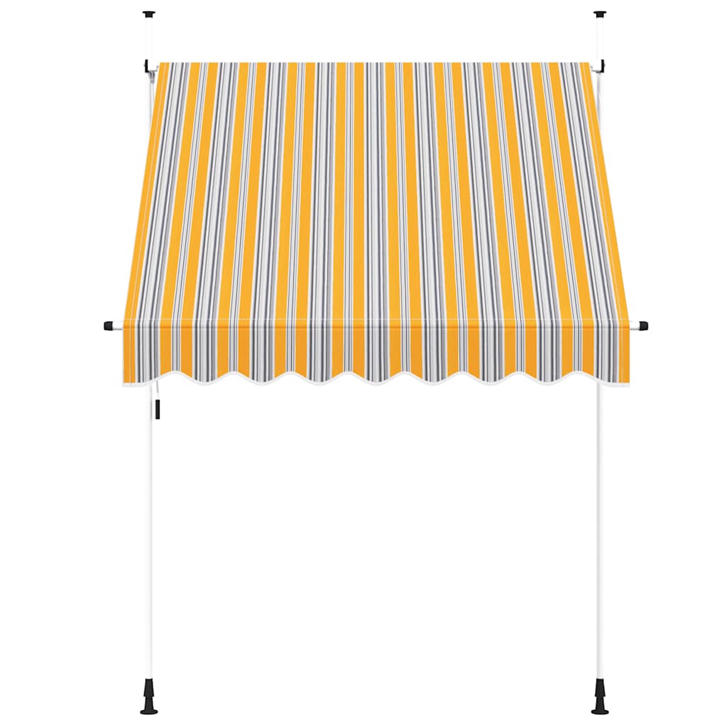 Toldo retrátil manual 200 cm riscas amarelas e azuis