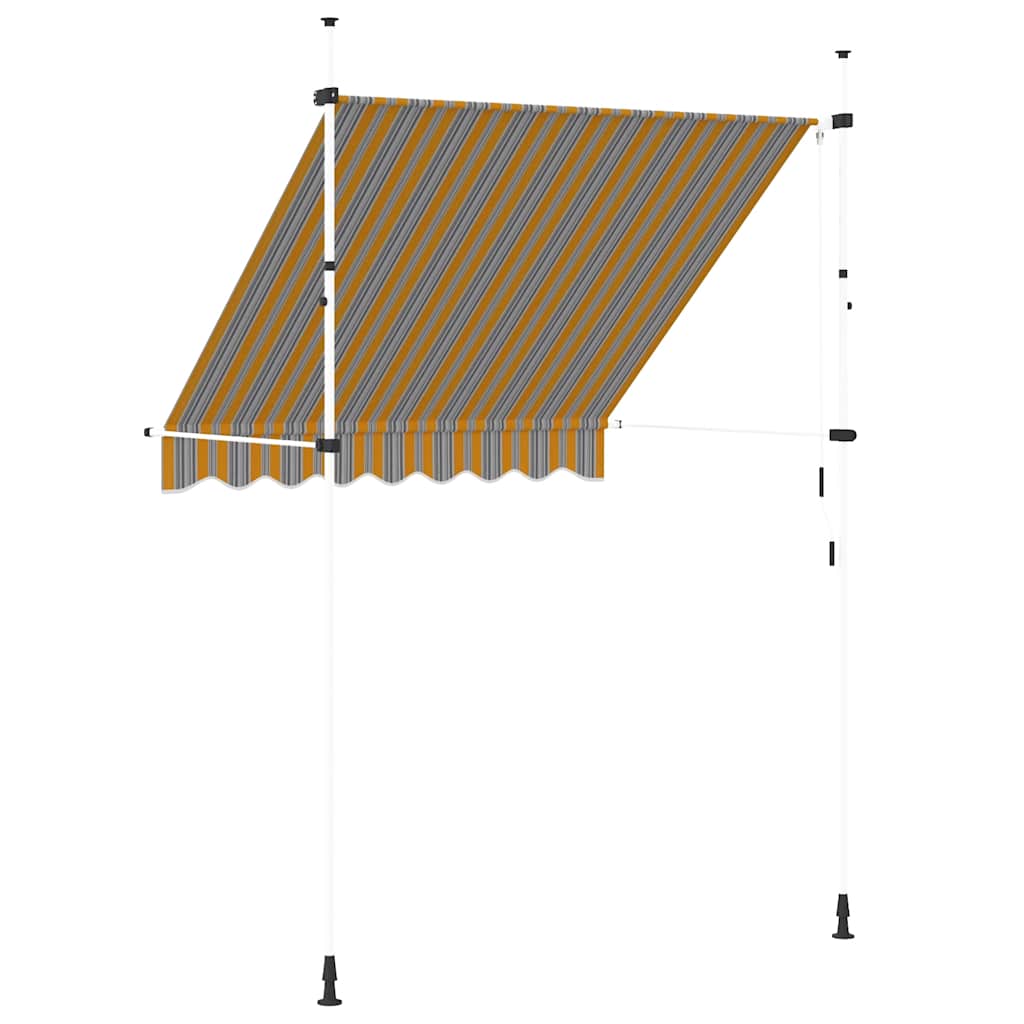 Toldo retrátil manual 200 cm riscas amarelas e azuis