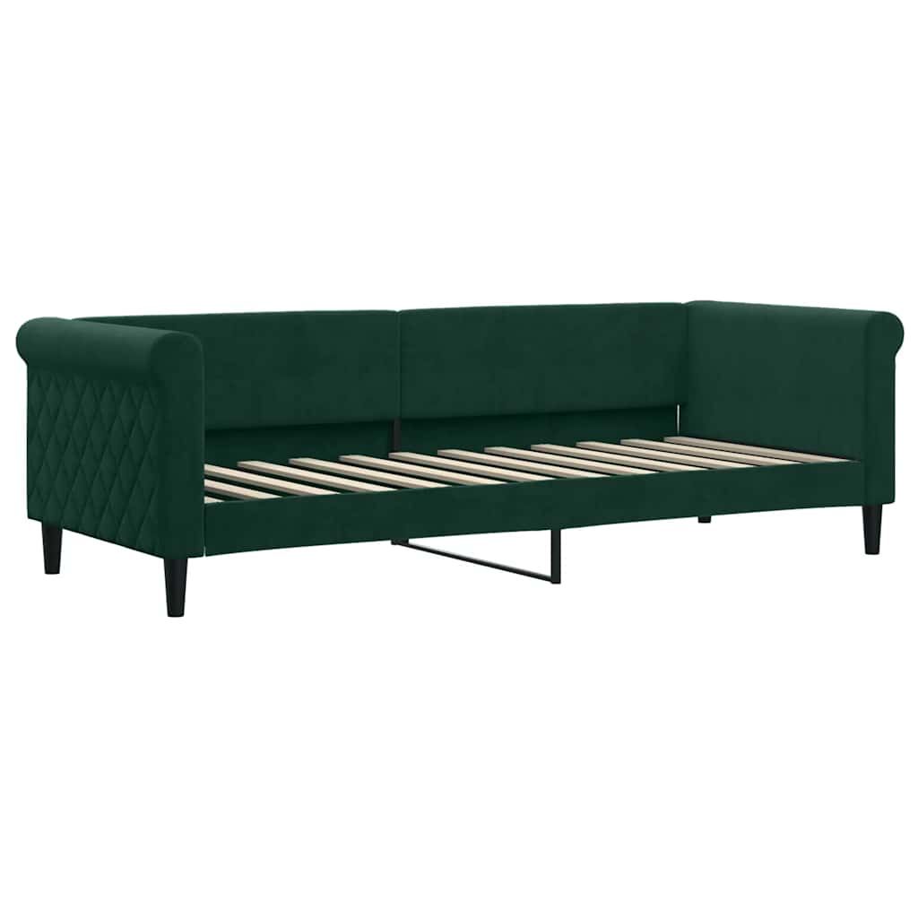 Sofá-cama com colchão 80x200 cm veludo verde-escuro