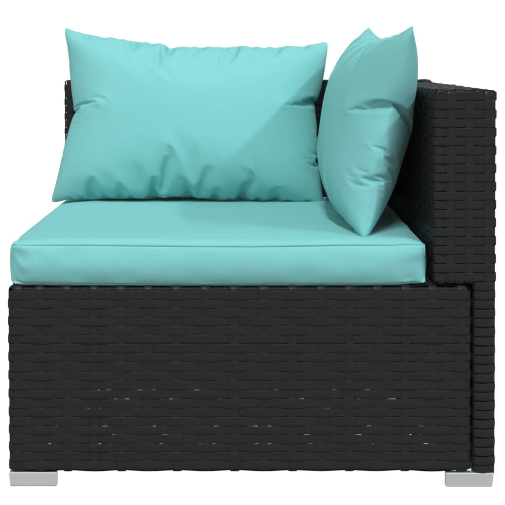 5 Pcs conjunto lounge de jardim c/ almofadões vime PE preto