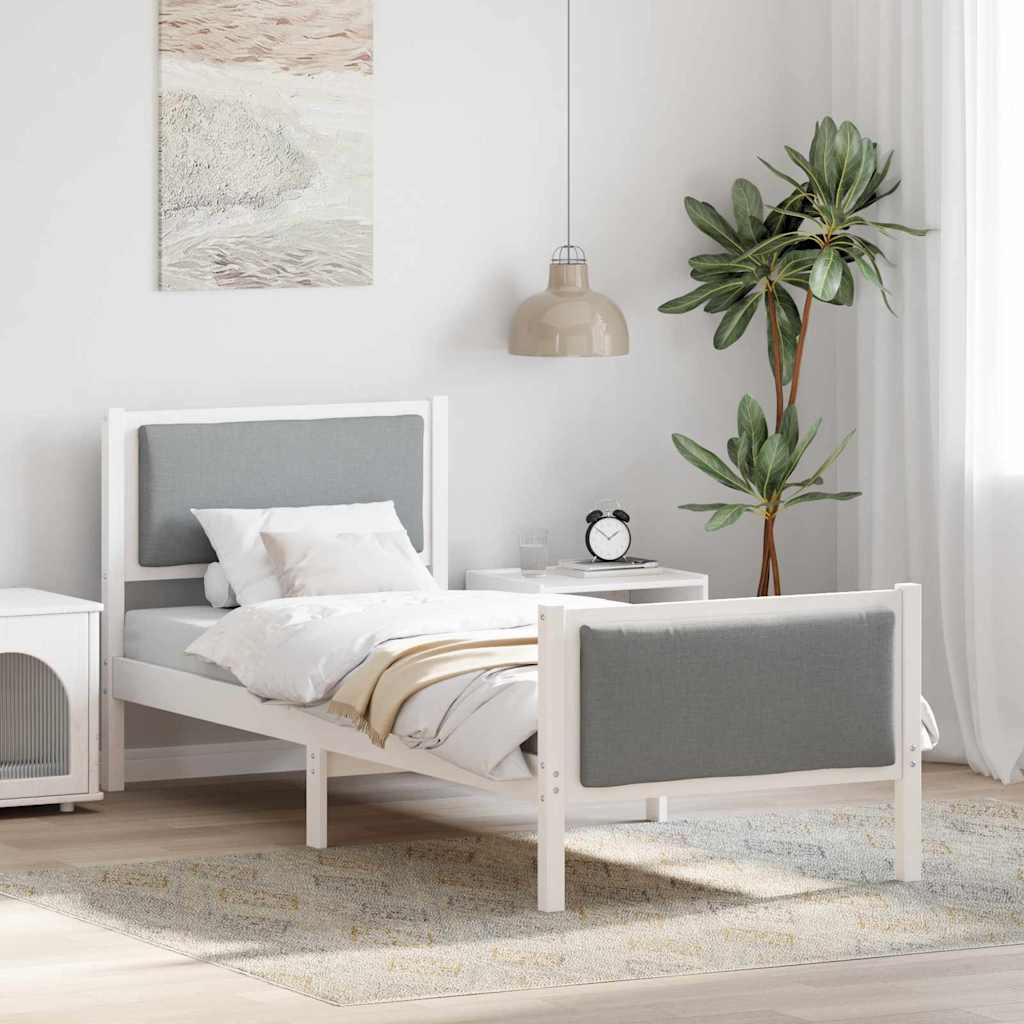 Estrutura da cama cinzento-claro 75 x 190 cm tecido
