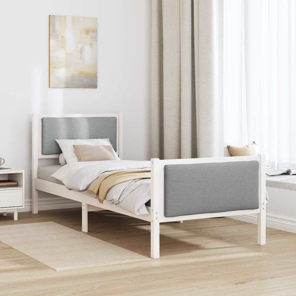 Estrutura da cama cinzento-claro 75 x 190 cm tecido