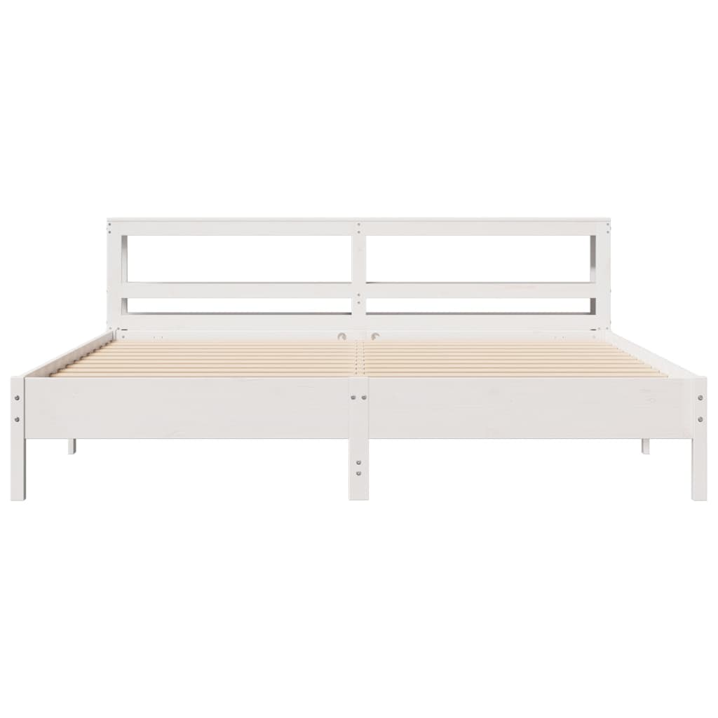 Cama sem colchão 200x200 cm madeira de pinho maciça branco