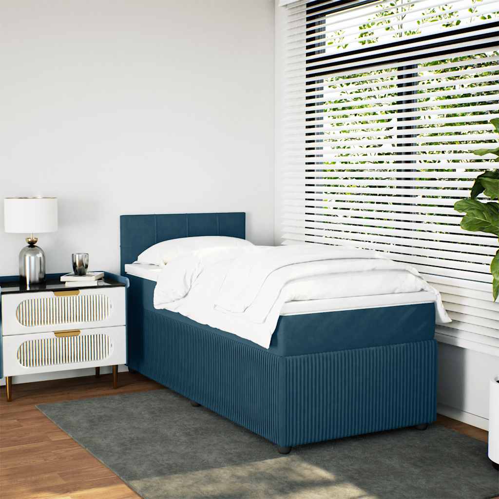 Cama boxspring com colchão 80x200 cm veludo azul