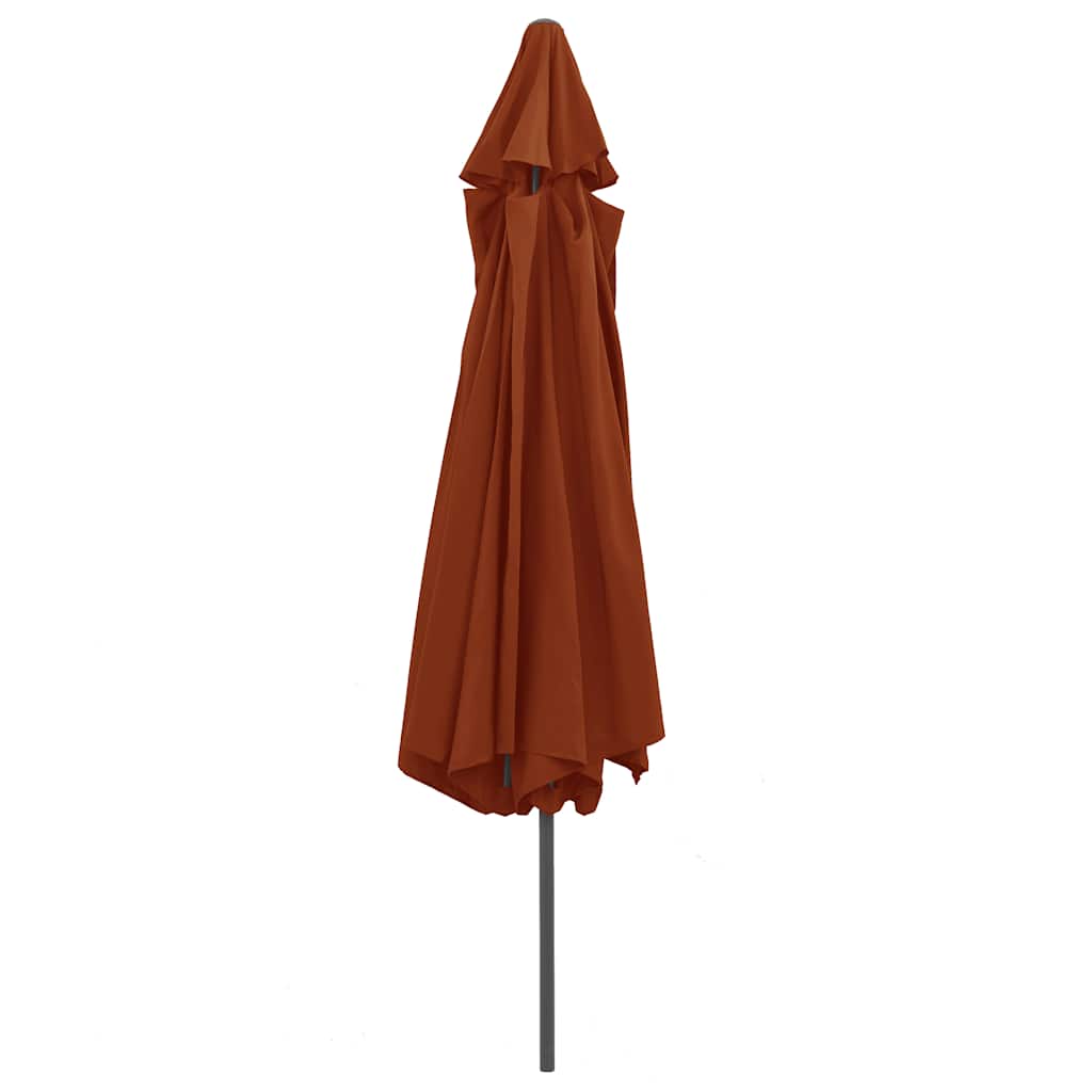 Guarda-sol de jardim com poste de metal 390 cm terracota