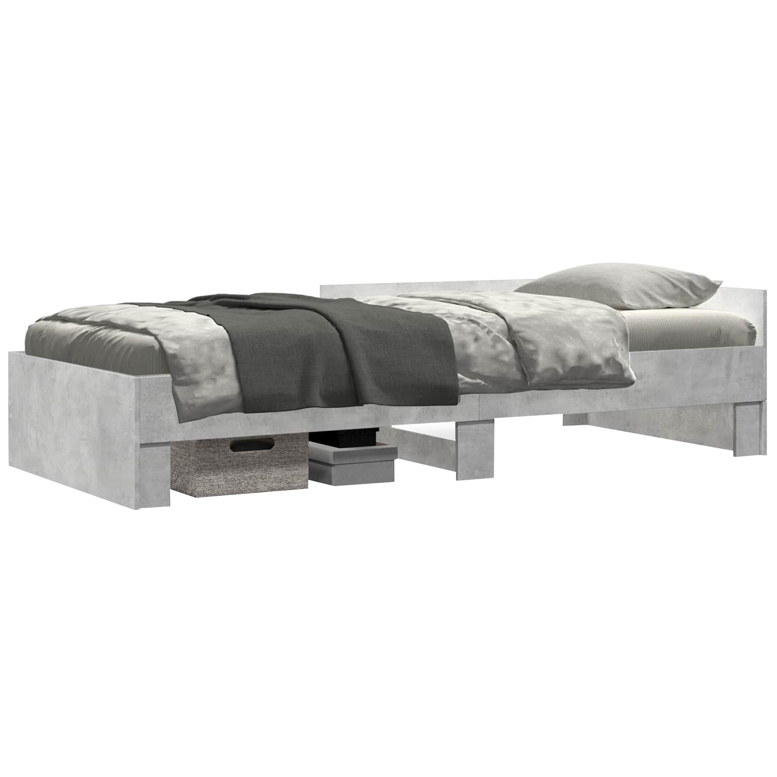 Estrutura de cama com cabeceira cinzento cimento 80 x 200 cm