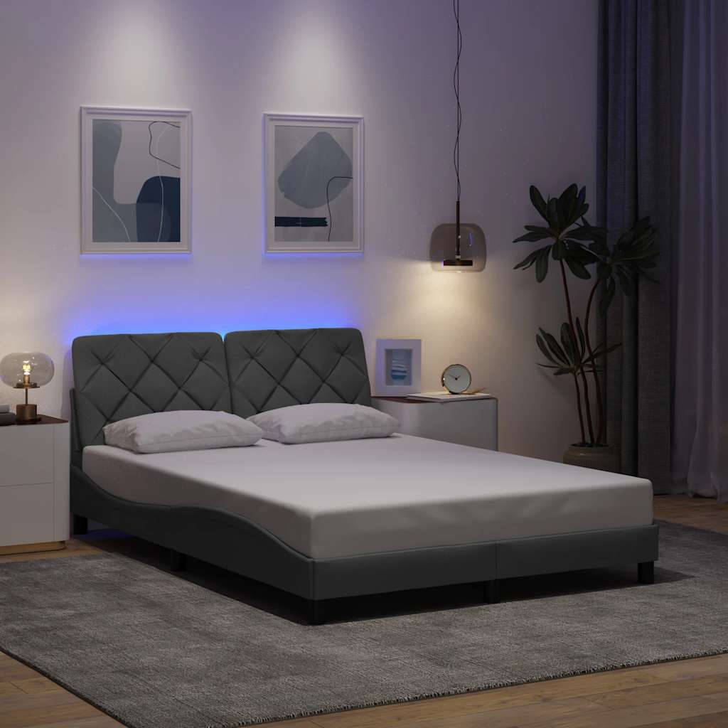 Estrutura de cama com LED sem colchão 140x200 cm tecido