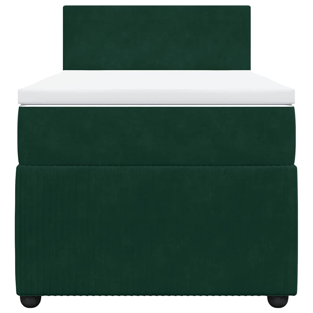 Cama com molas/colchão 100x200 cm veludo verde-escuro