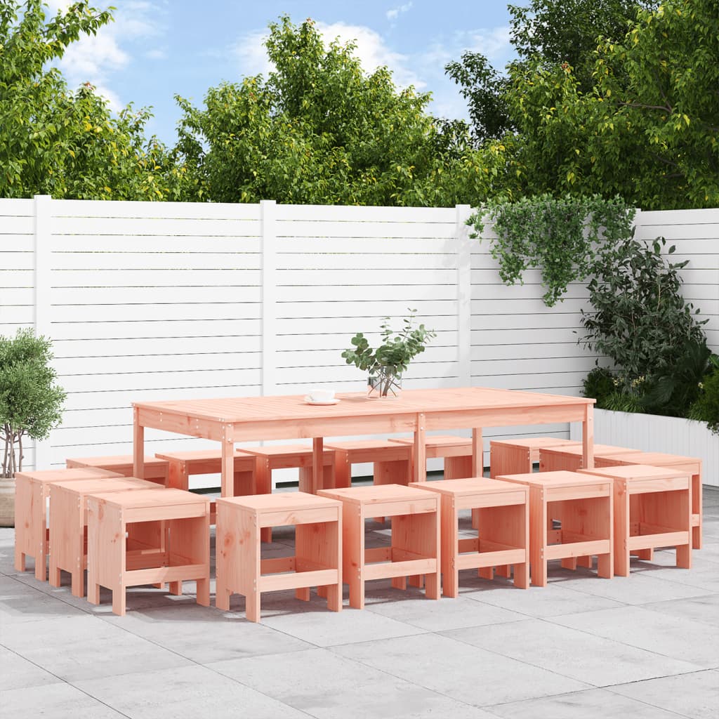 17 Pcs conjunto de jantar para jardim madeira de douglas maciça
