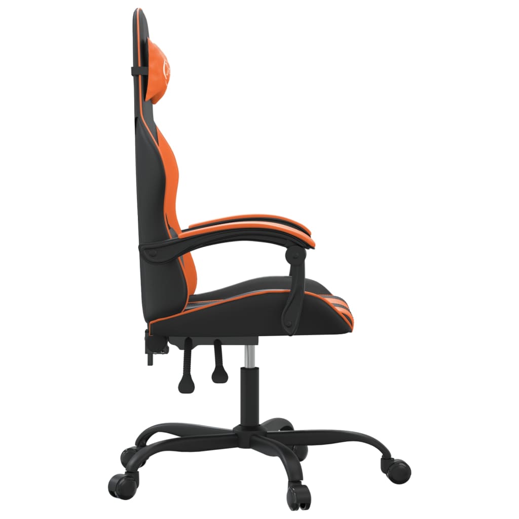 Cadeira gaming giratória couro artificial preto e laranja
