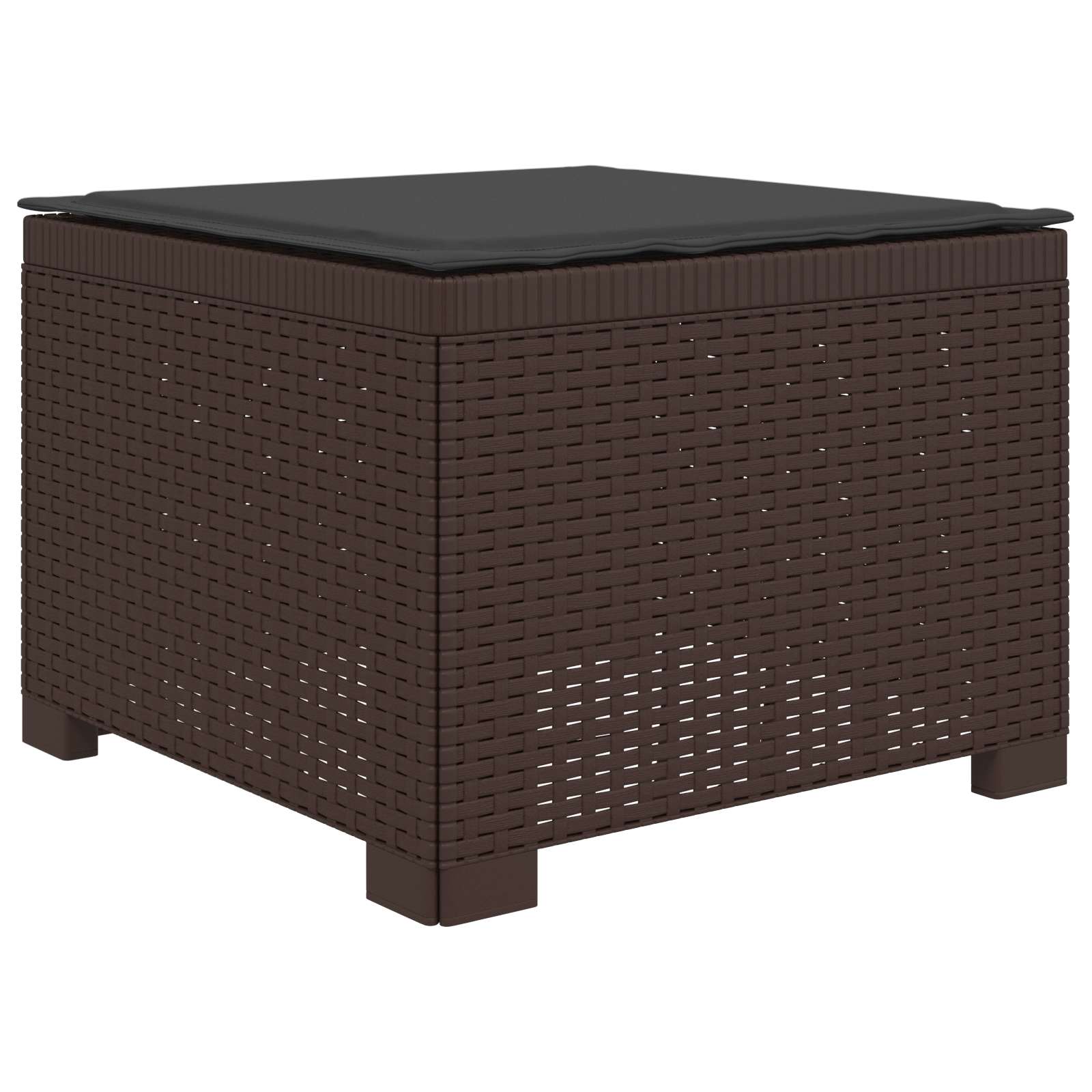 Sofá de jardim 1 lugar com almofada look rattan PP castanho