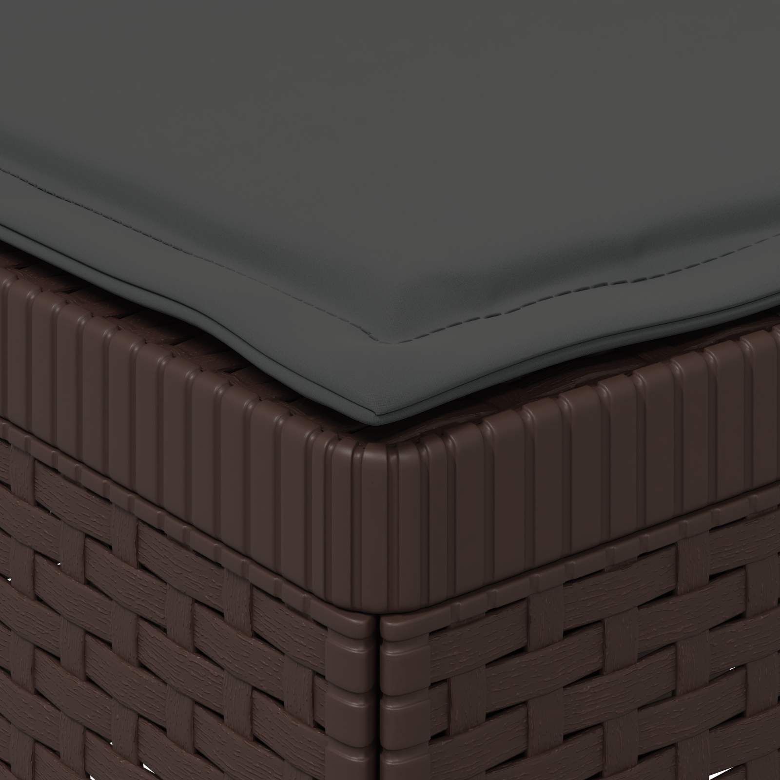 Sofá de jardim 1 lugar com almofada look rattan PP castanho