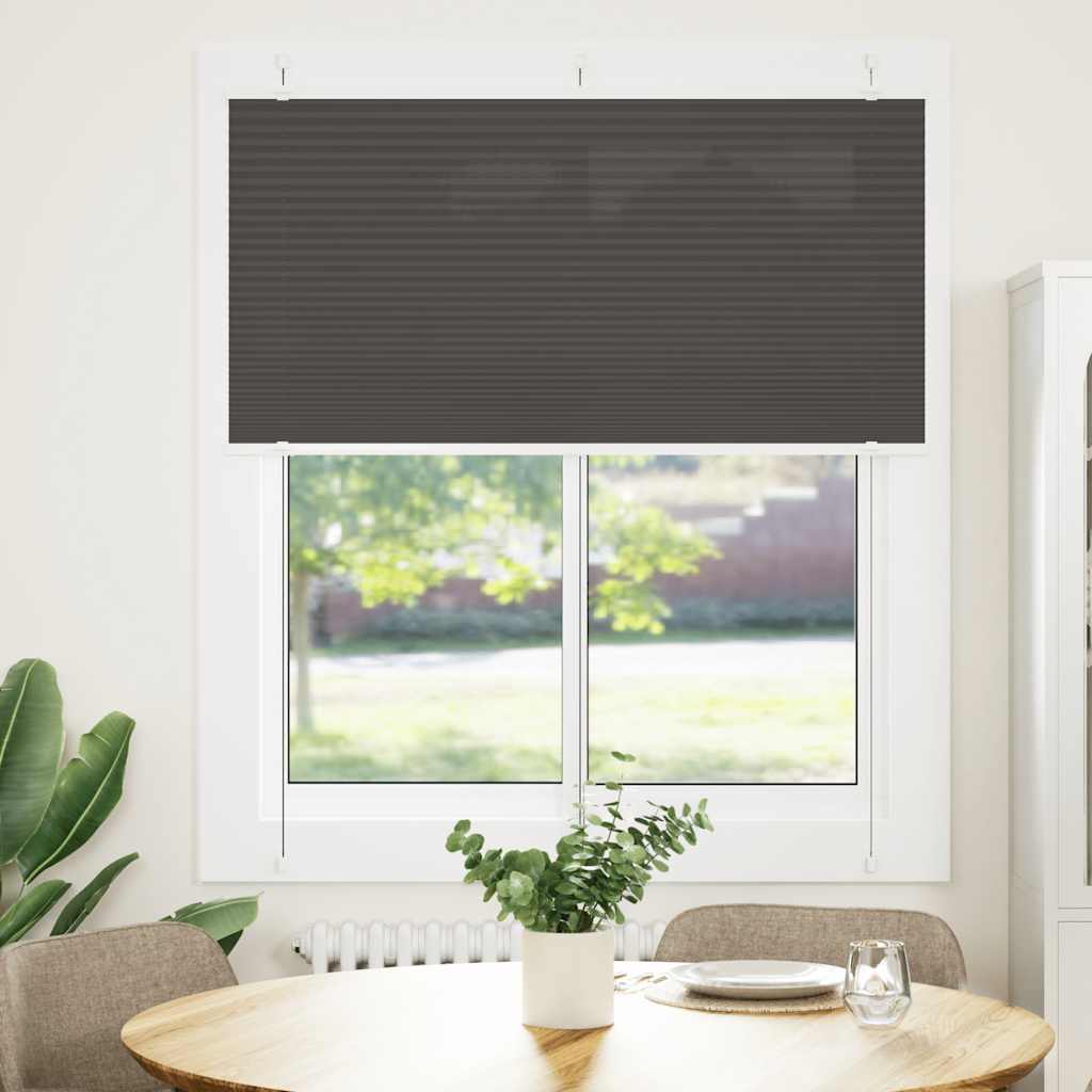 Preto plissada cega 115x100 cm largura tecido 114,4cm poliéster