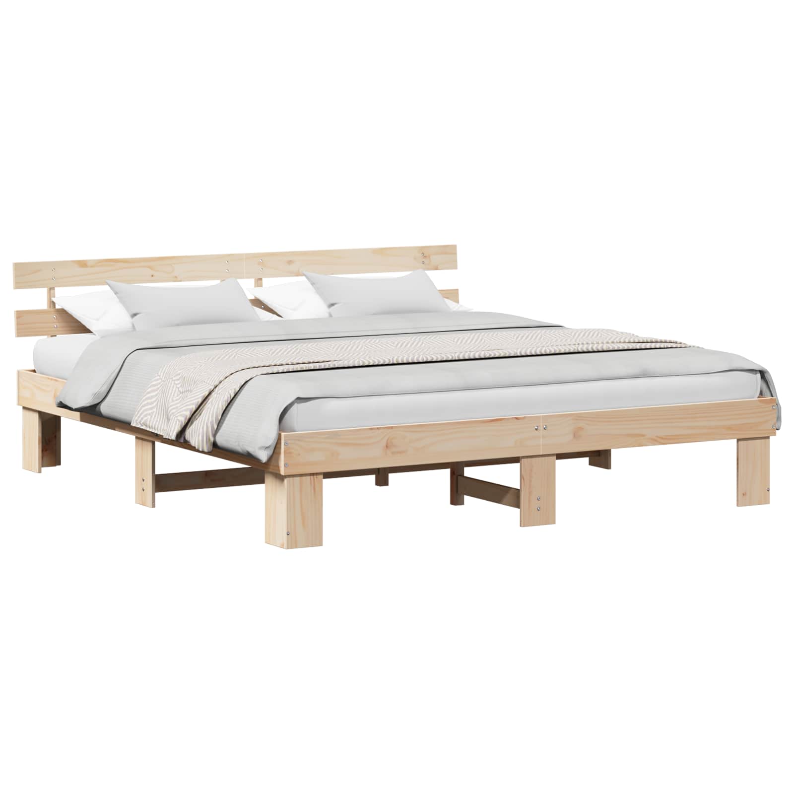 Estrutura da cama com cabeceira natural 200 x 200 cm
