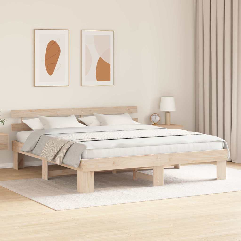 Estrutura da cama com cabeceira natural 200 x 200 cm
