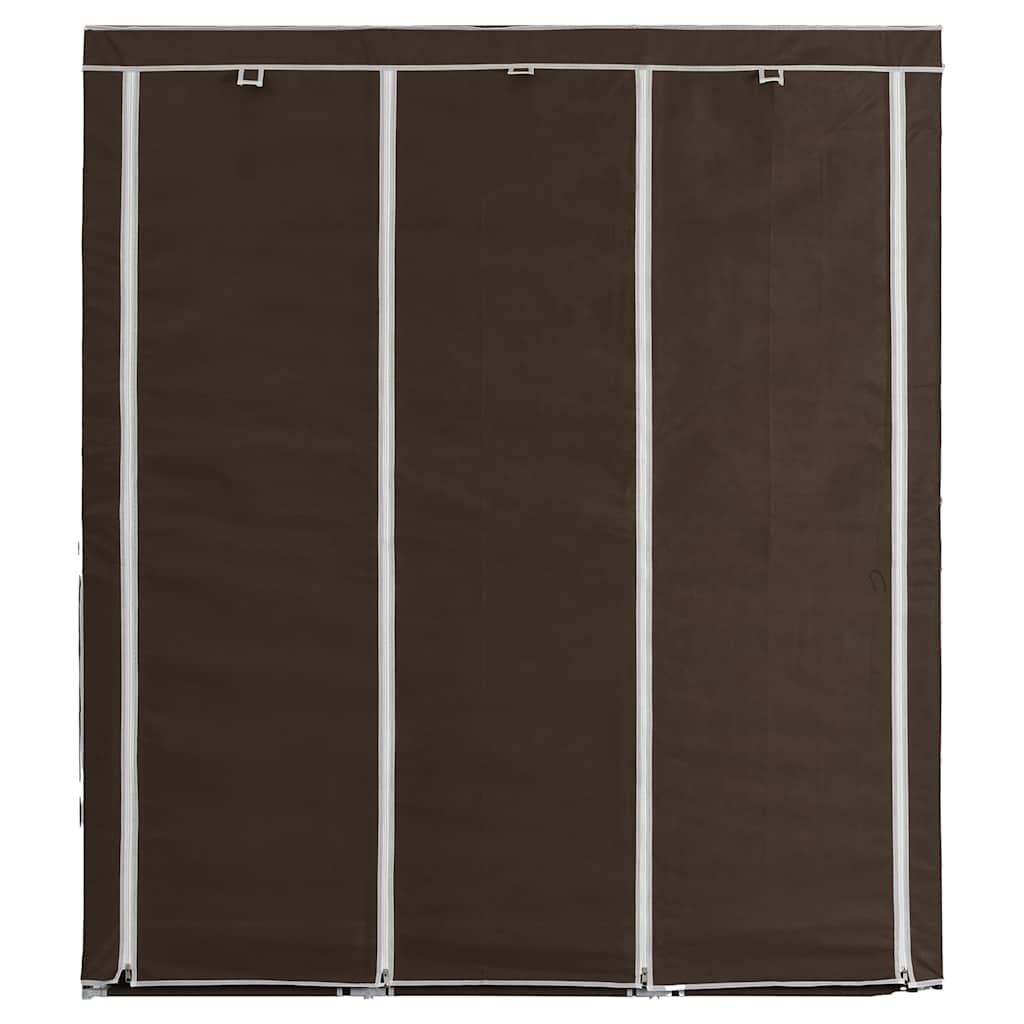 Roupeiro compartimentos e varões 150x45x175cm tecido castanho