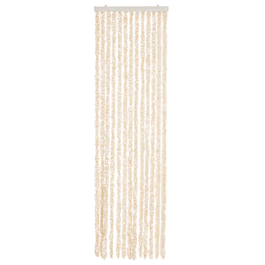 Cortina anti-insetos 56x200 cm chenille bege e branco