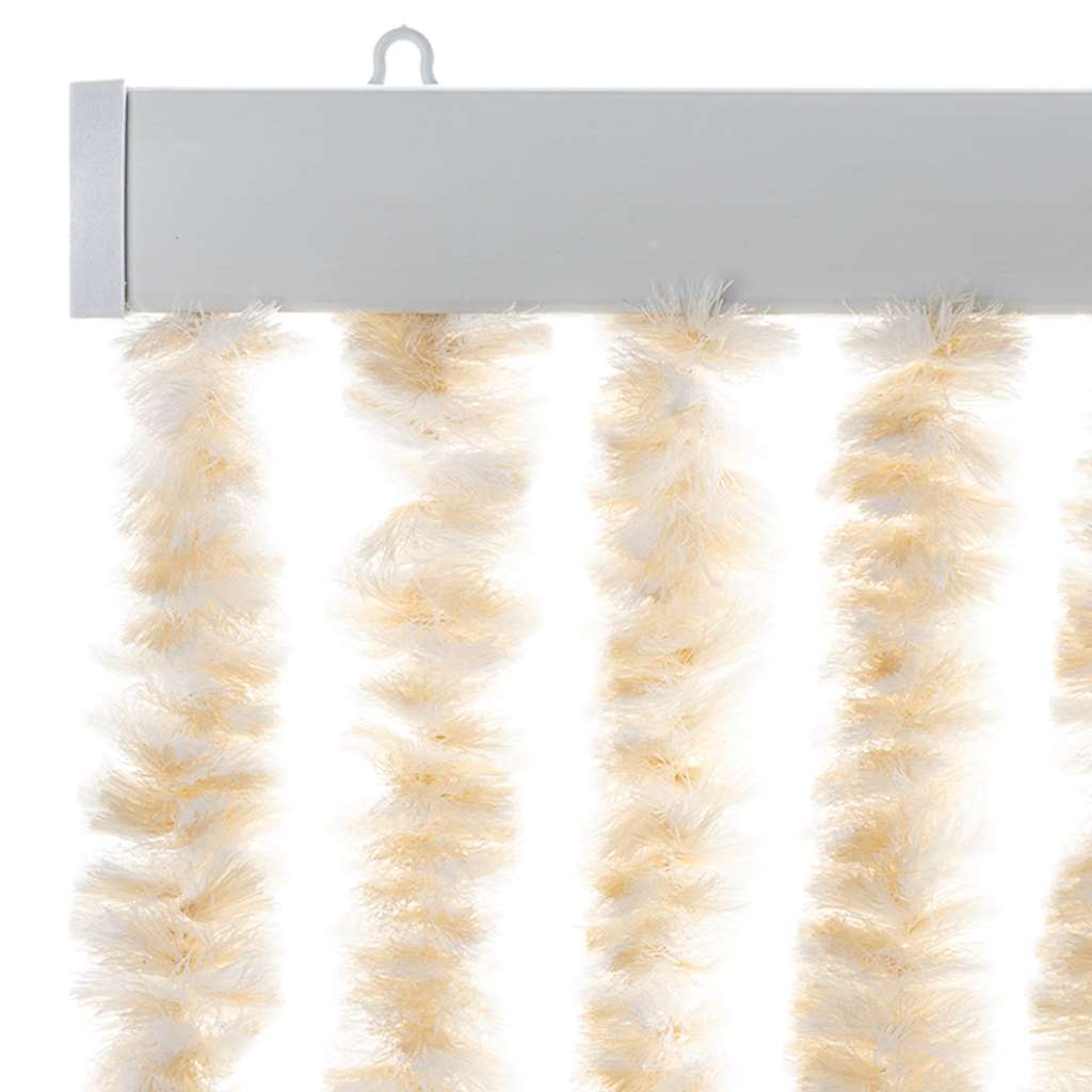 Cortina anti-insetos 56x200 cm chenille bege e branco