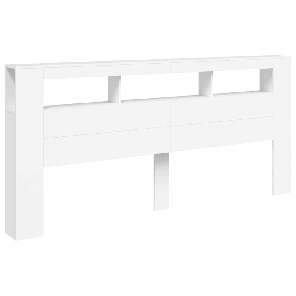 Cabeceira cama c/ leds 220x18,5x103,5 cm deriv. madeira branco