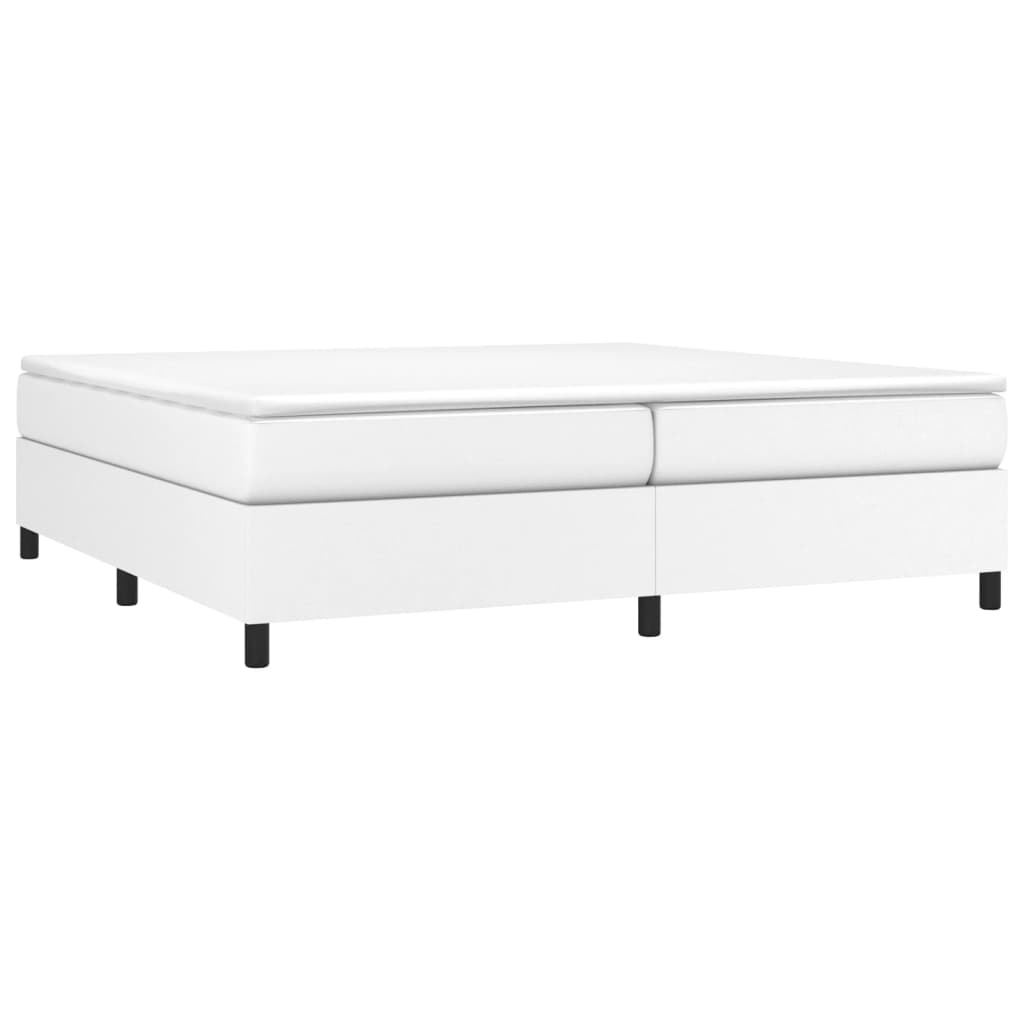 Estrutura de cama com molas 200x200 cm couro artificial branco