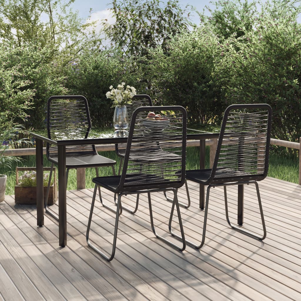 5 Pcs conjunto de jantar para jardim preto