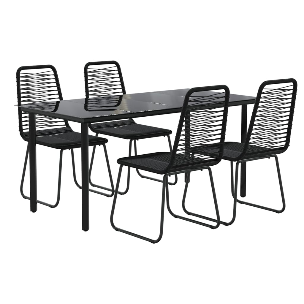 5 Pcs conjunto de jantar para jardim preto