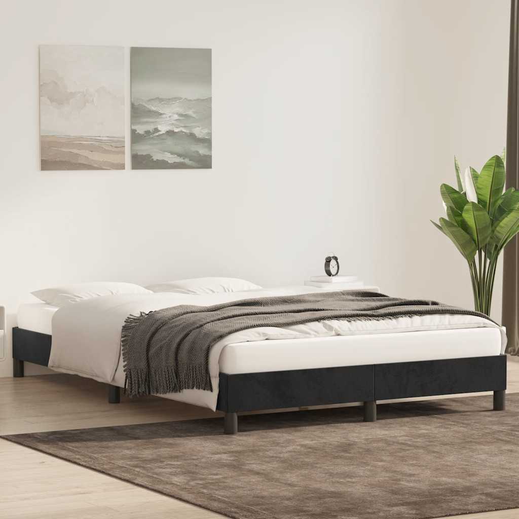 Estrutura de cama sem colchão 160x210 cm veludo preto