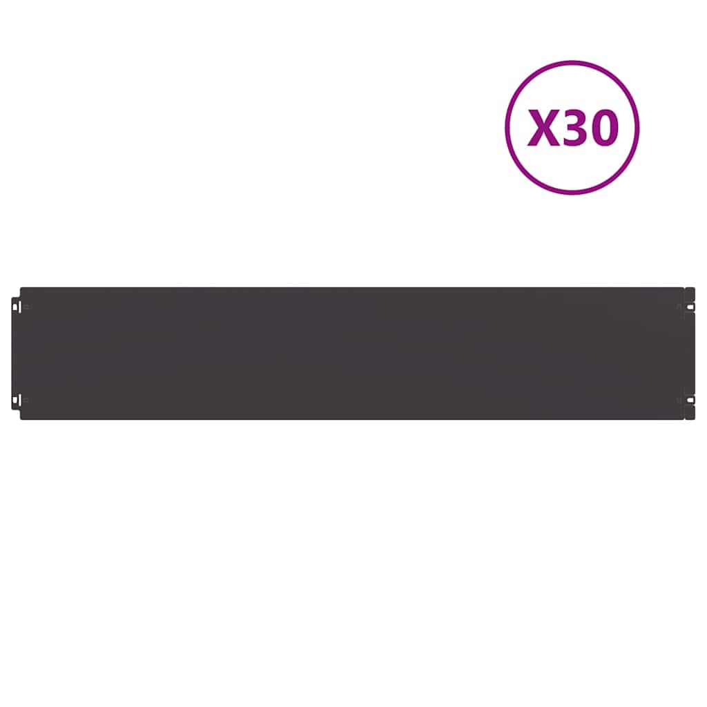Orlas de relvado 30 pcs preto 20x103 cm aço laminado a frio