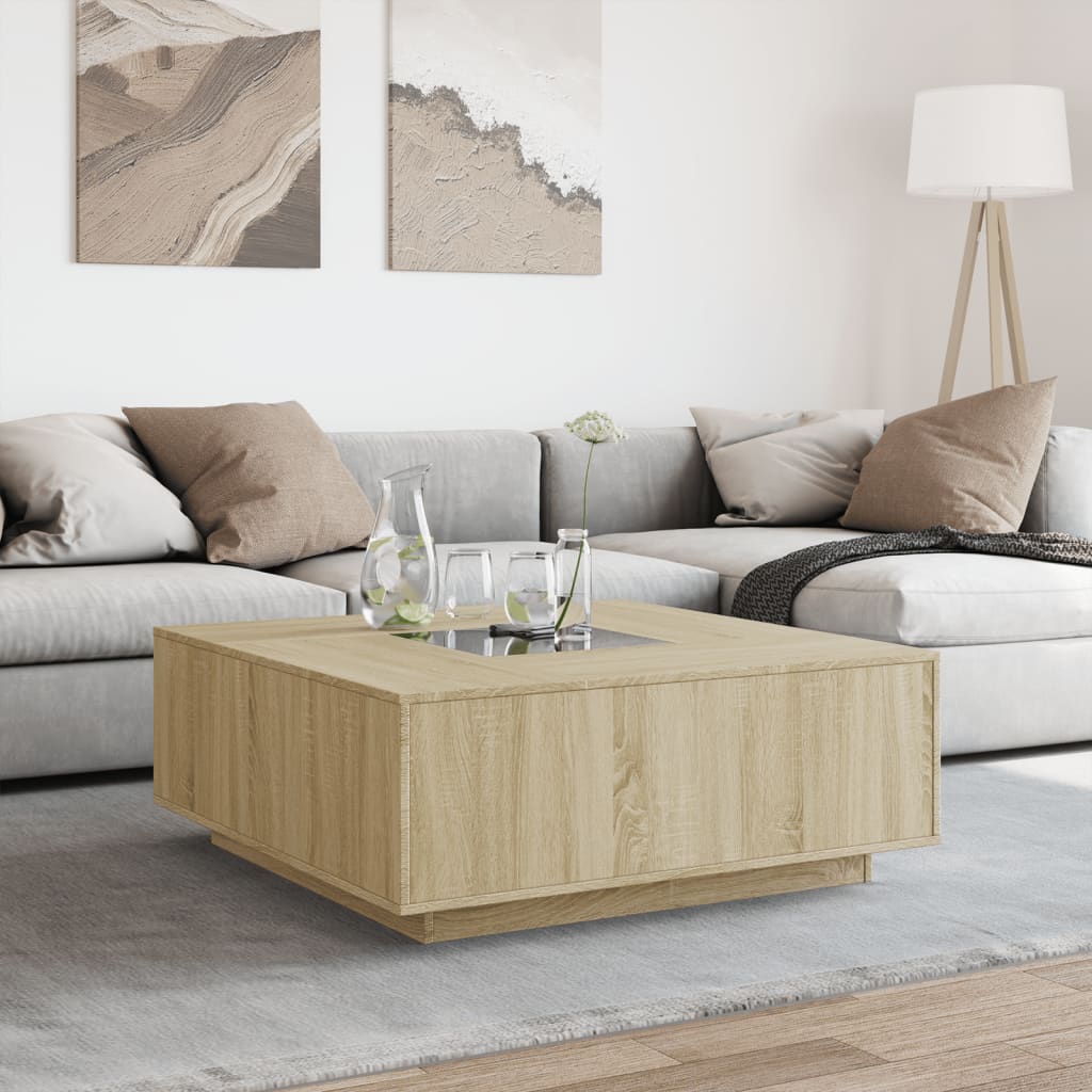 Mesa de centro luzes LED infinity 100x100x40 cm carvalho sonoma
