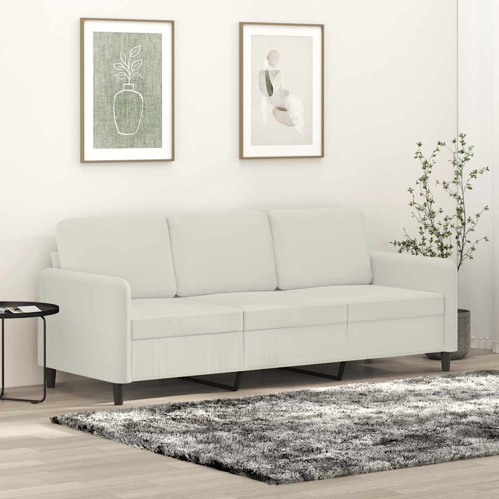 Sofá de 3 lugares 180 cm veludo cor creme