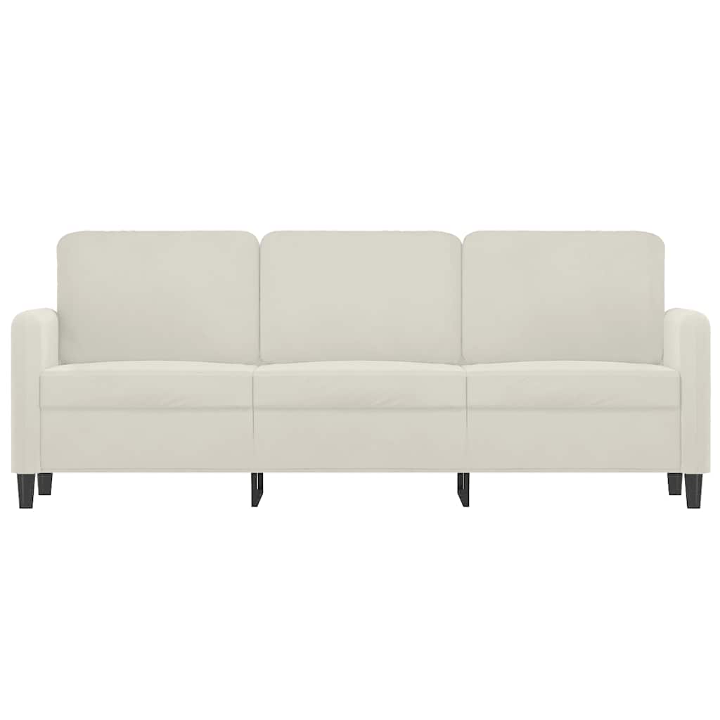 Sofá de 3 lugares 180 cm veludo cor creme