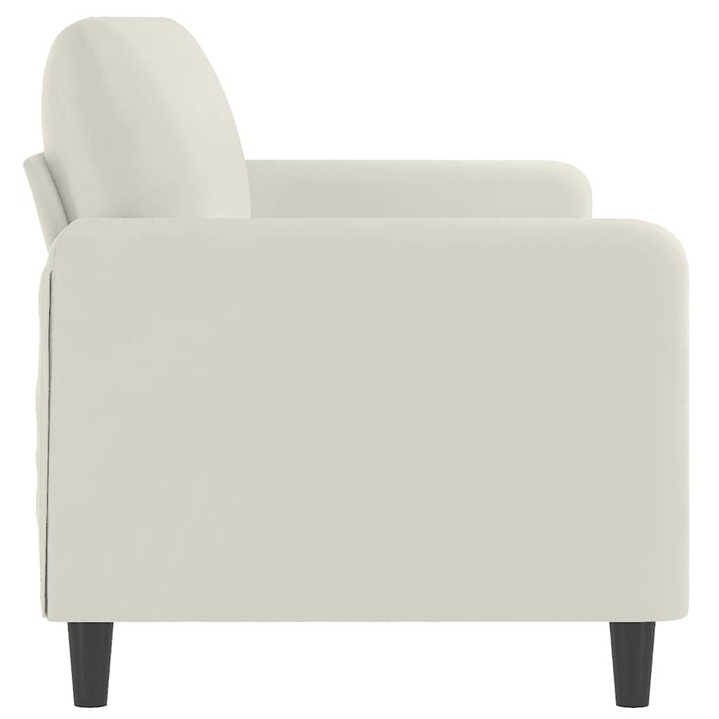 Sofá de 3 lugares 180 cm veludo cor creme