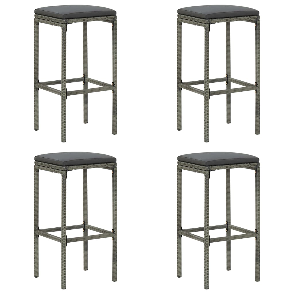 5 Pcs conjunto de bar p/ jardim c/ almofadões vime PE cinzento