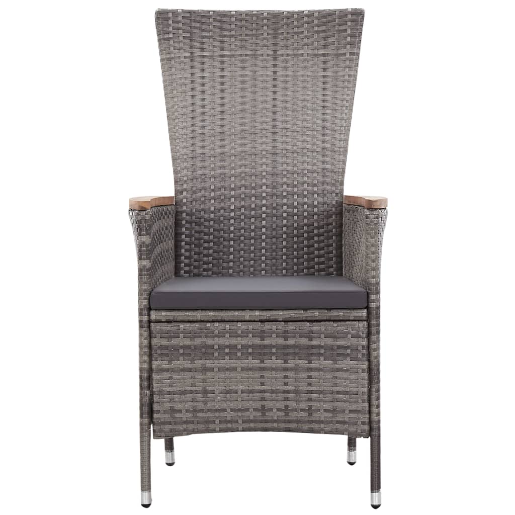 3 Pcs conjunto lounge de jardim c/ almofadões vime PE cinzento