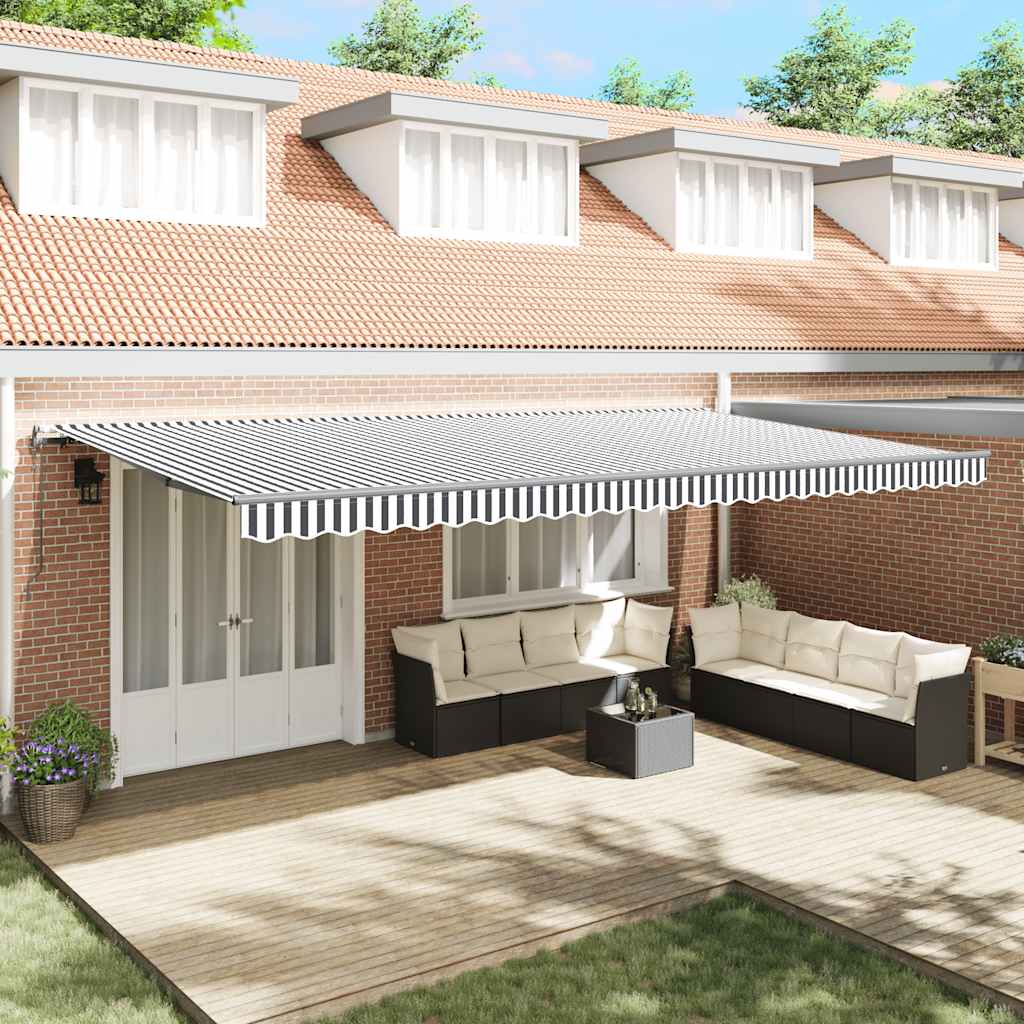 Toldo retrátil automático 600x300 cm antracite e branco