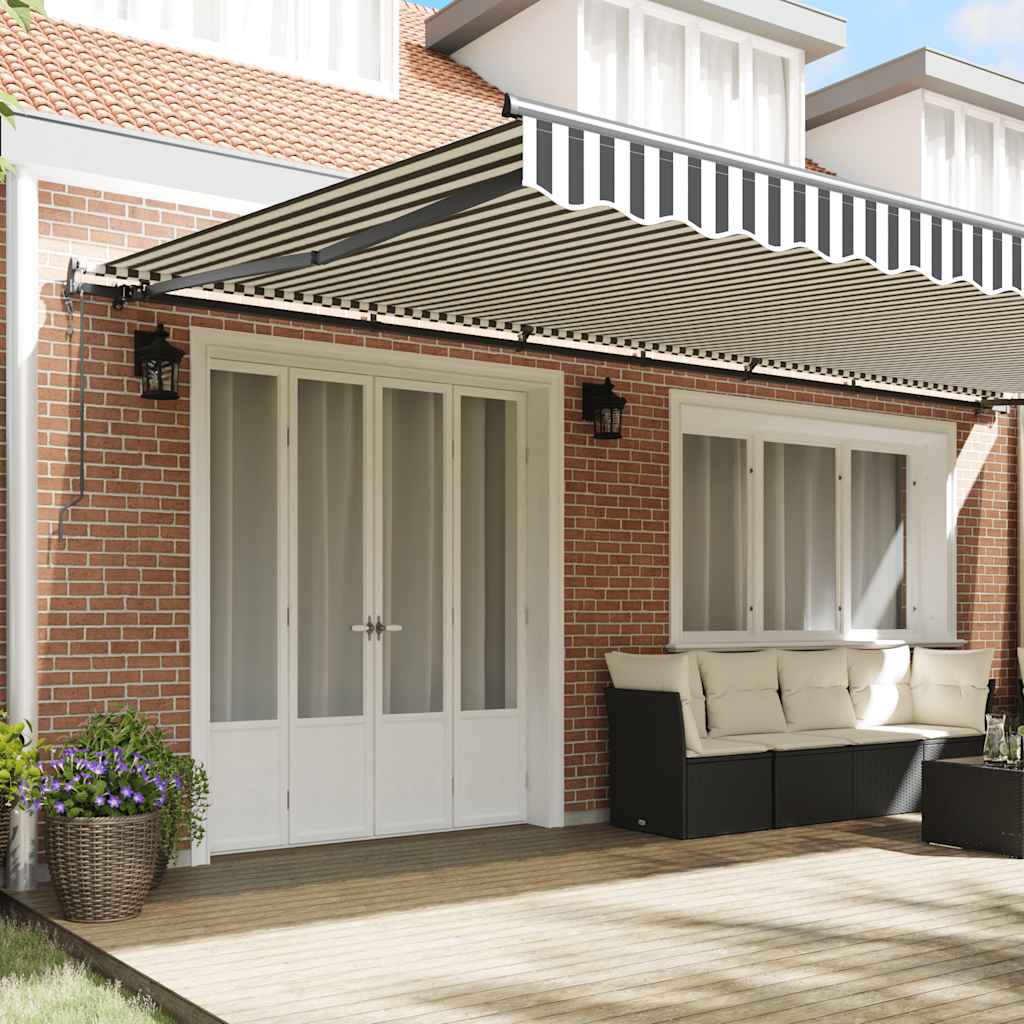 Toldo retrátil automático 600x300 cm antracite e branco